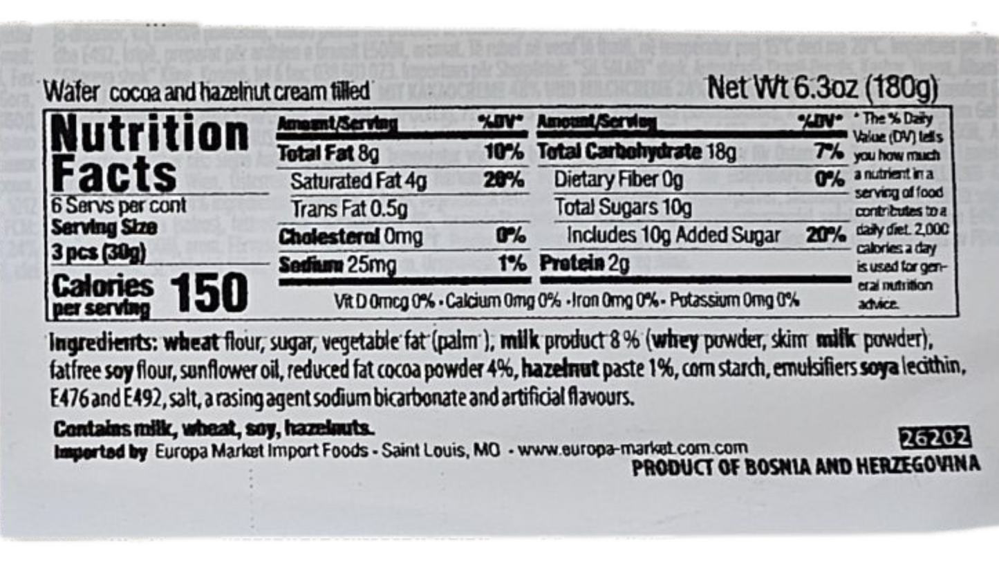 Takovo Eurovafel w/Eurocrem Wafers - 6.3oz Wafers x 10 Pack (Serbia)