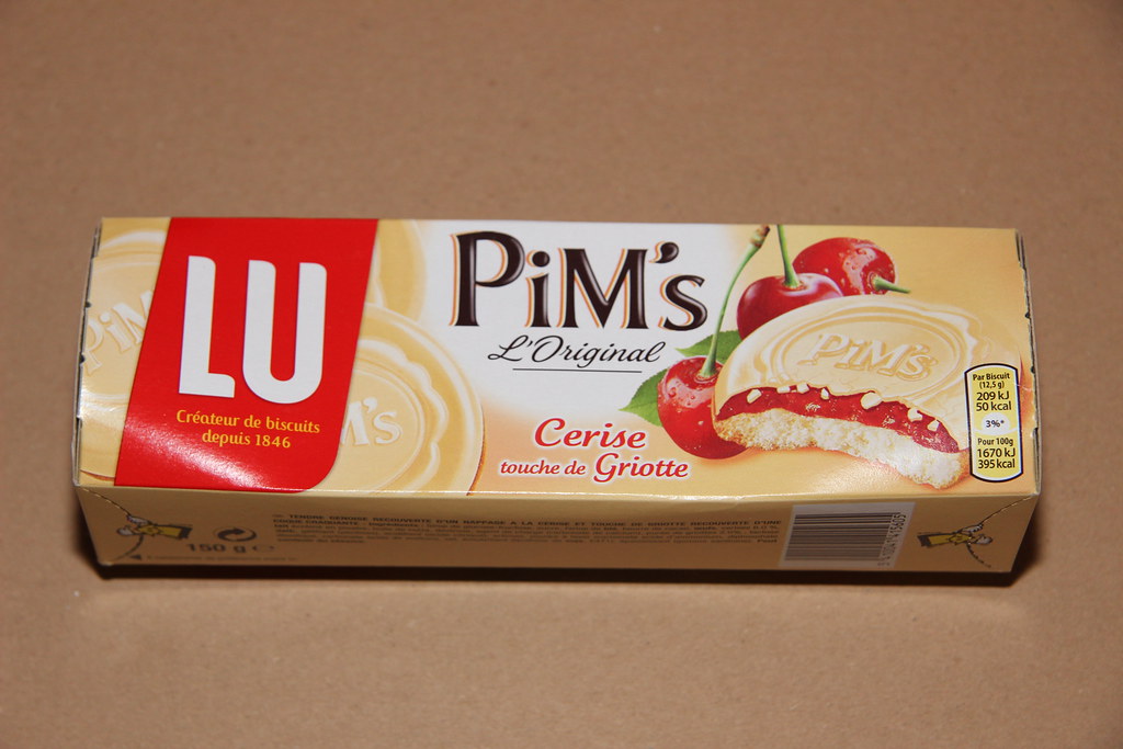 Lu Pim's, cherry flavored, white chocolate biscuit (France)