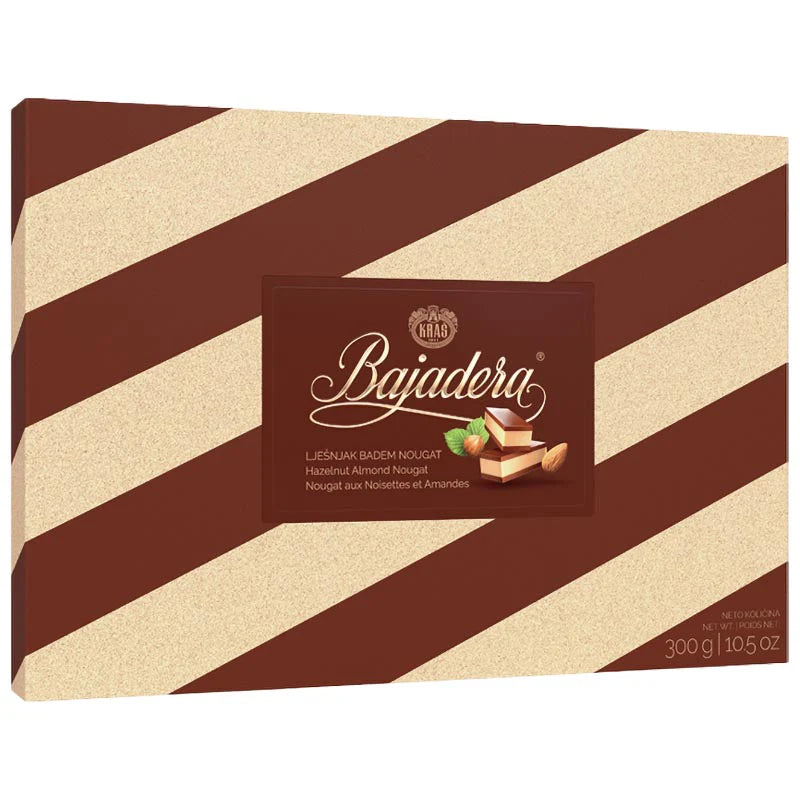 Kras Bajadera Hazelnut Almond Nougat – 10.5 oz Gift Box x 12 Pack (Croatia)