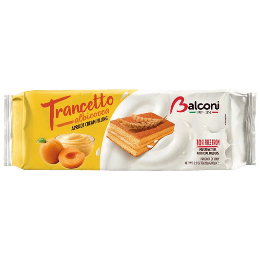 Balconi Sponge Cake Apricot Trancetto - 9.9 oz Package x 15 Pack (Italy)