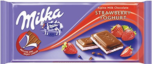 Milka Strawberry Yoghurt Chocolate Bar - 3.5oz Bars x 22 pack (Germany)