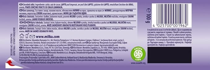 Milka White Chocolate Bar - 3.5oz Bars x 22 pack (Germany)