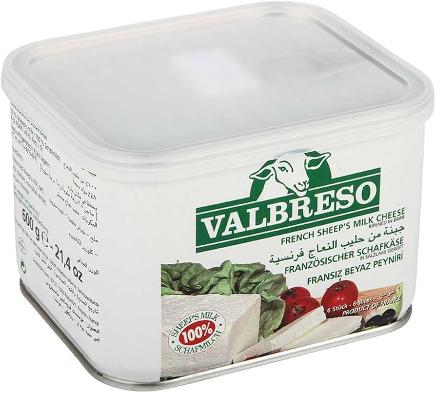 Valbreso French Feta Cheese, 21.2oz Tins x 8 pack (France)