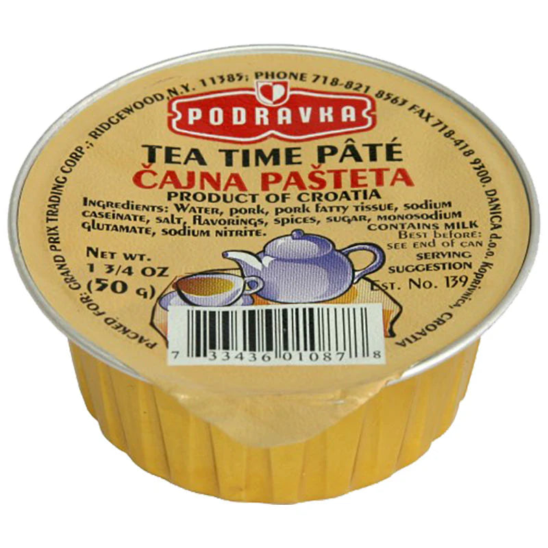 Podravka Tea Time Pork Pate - 1.7oz Tins x 30 pack (Croatia)