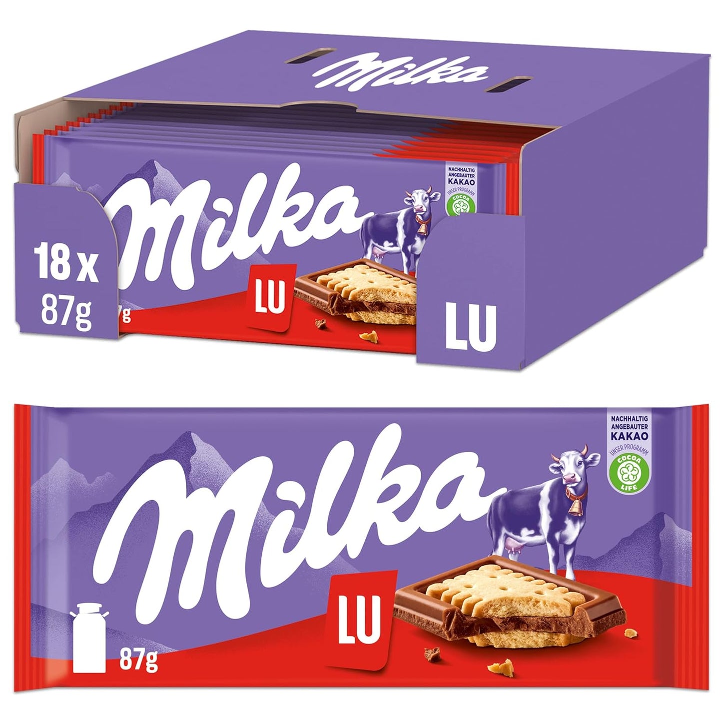 Milka Lu Chocolate Bar - 3.1oz Bars x 18 Pack (Germany)