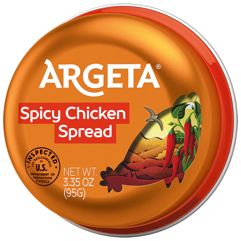 Argeta Chicken Spread Spicy - 3.4oz Tins x 48 pack (Slovenia)