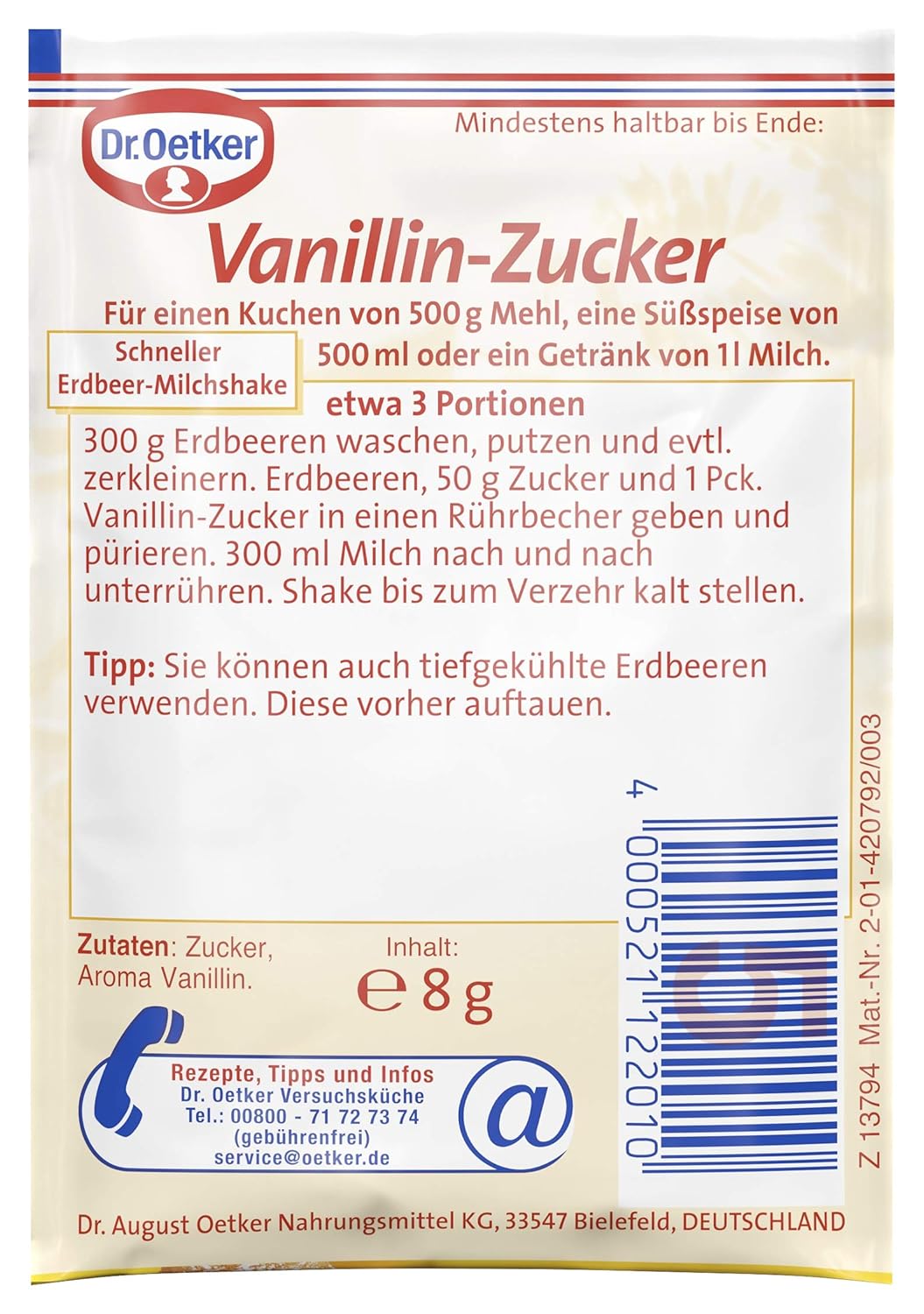 Dr. Oetker Vanilla Sugar - 10 0.3oz Packets x 40 pack (Germany)