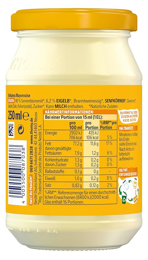 Thomy Delikatess Mayonnaise - 17.6oz Jars x 6 pack (Germany)