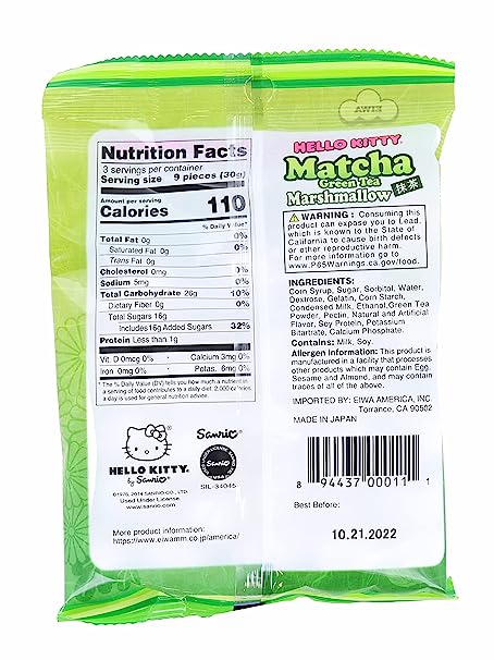 Eiwa Hello Kitty Marshmallows, Green Tea (Japan)