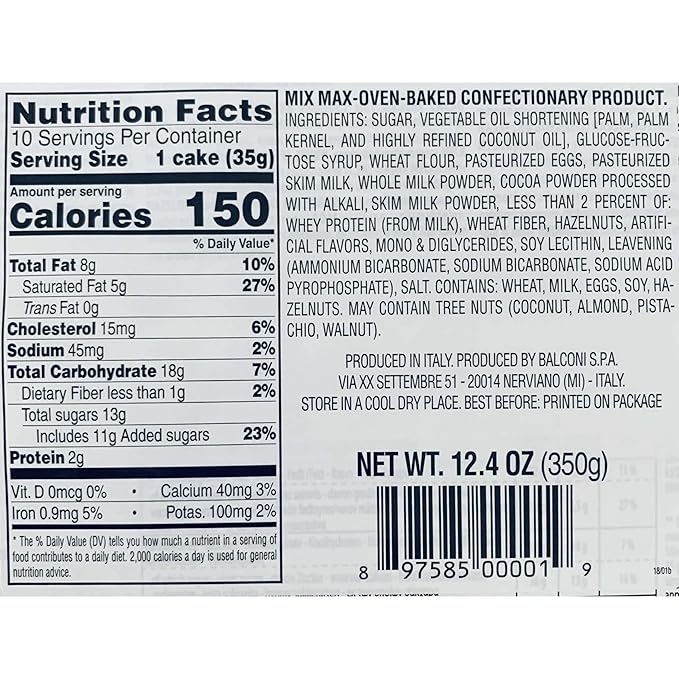 Balconi Mix Max Sponge Cake Cocoa - 12.3oz Cakes x 14 pack (Italy)