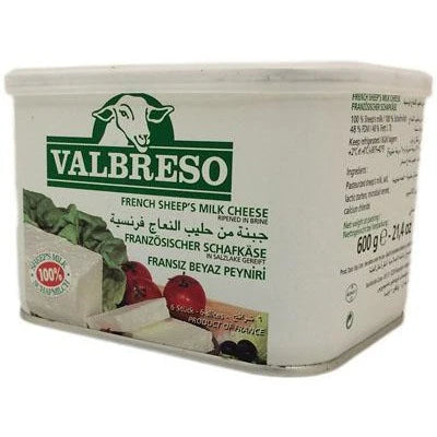Valbreso French Feta Cheese, 21.2oz Tins x 8 pack (France)