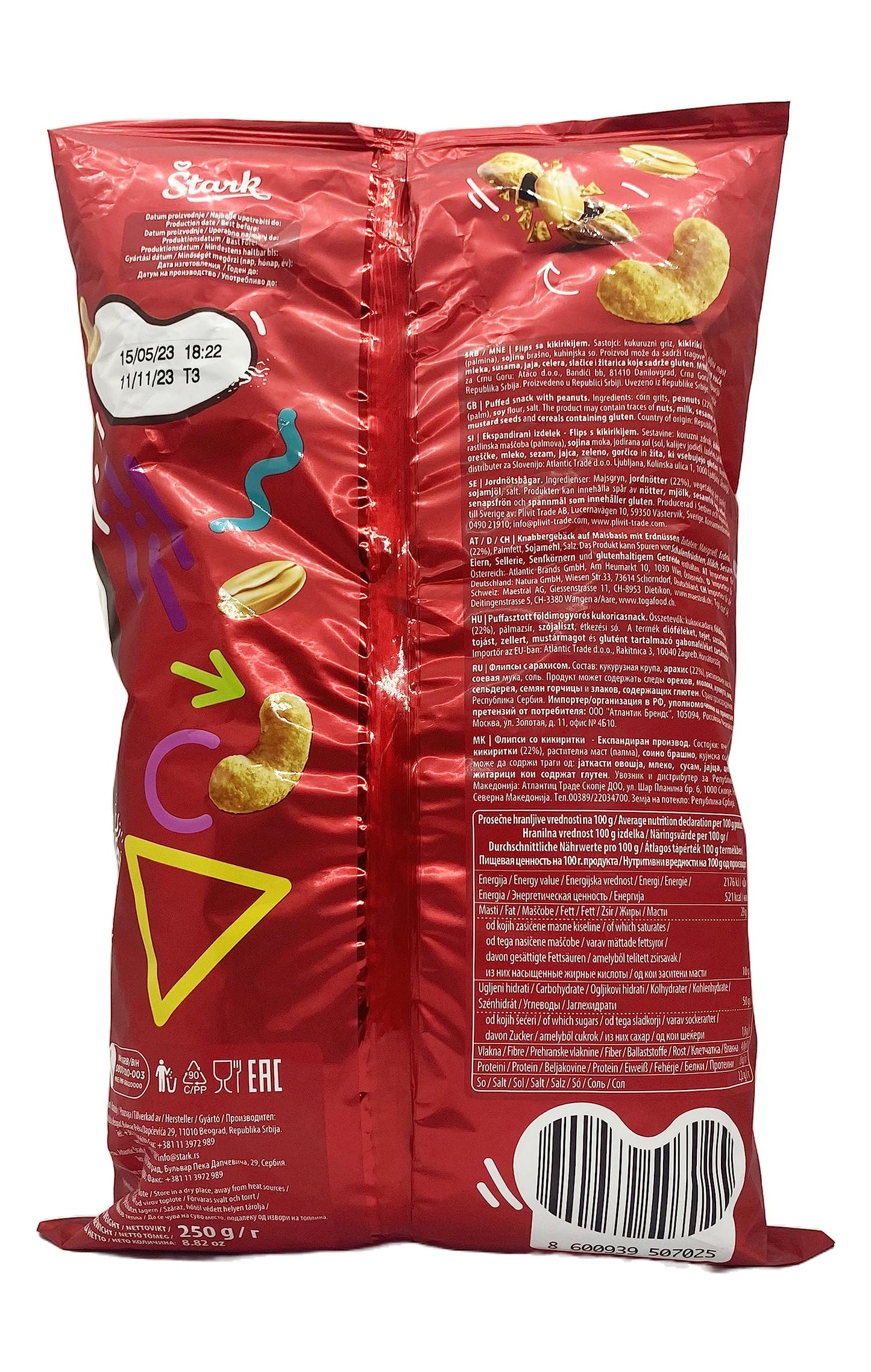 Stark Smoki Peanut Snacks - 8.8oz Bags x 16 pack (Serbia)