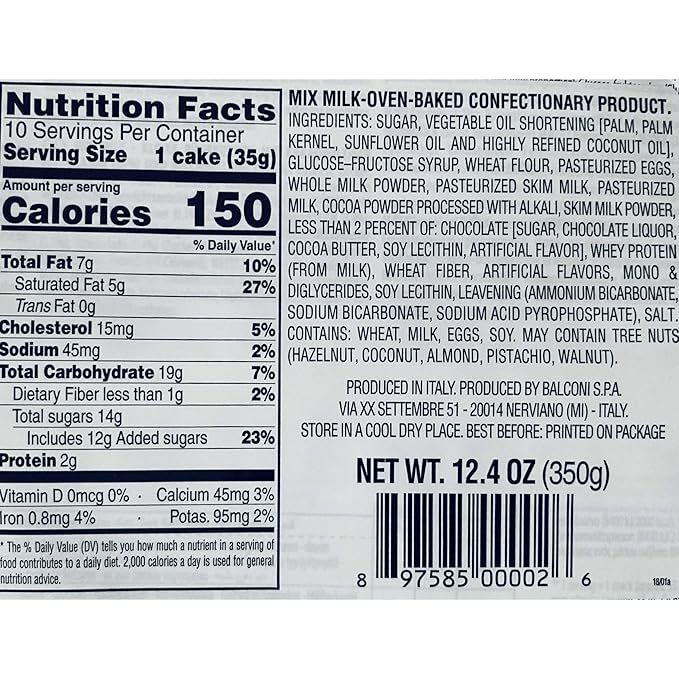 Balconi Mix Milk Sponge Cake - 12.3oz Boxes x 15 pack (Italy)