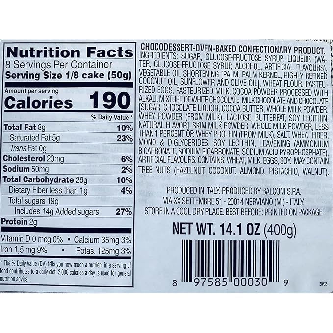 Balconi Choco Dessert Cake - 14.1oz Cakes x 6 pack (Italy)