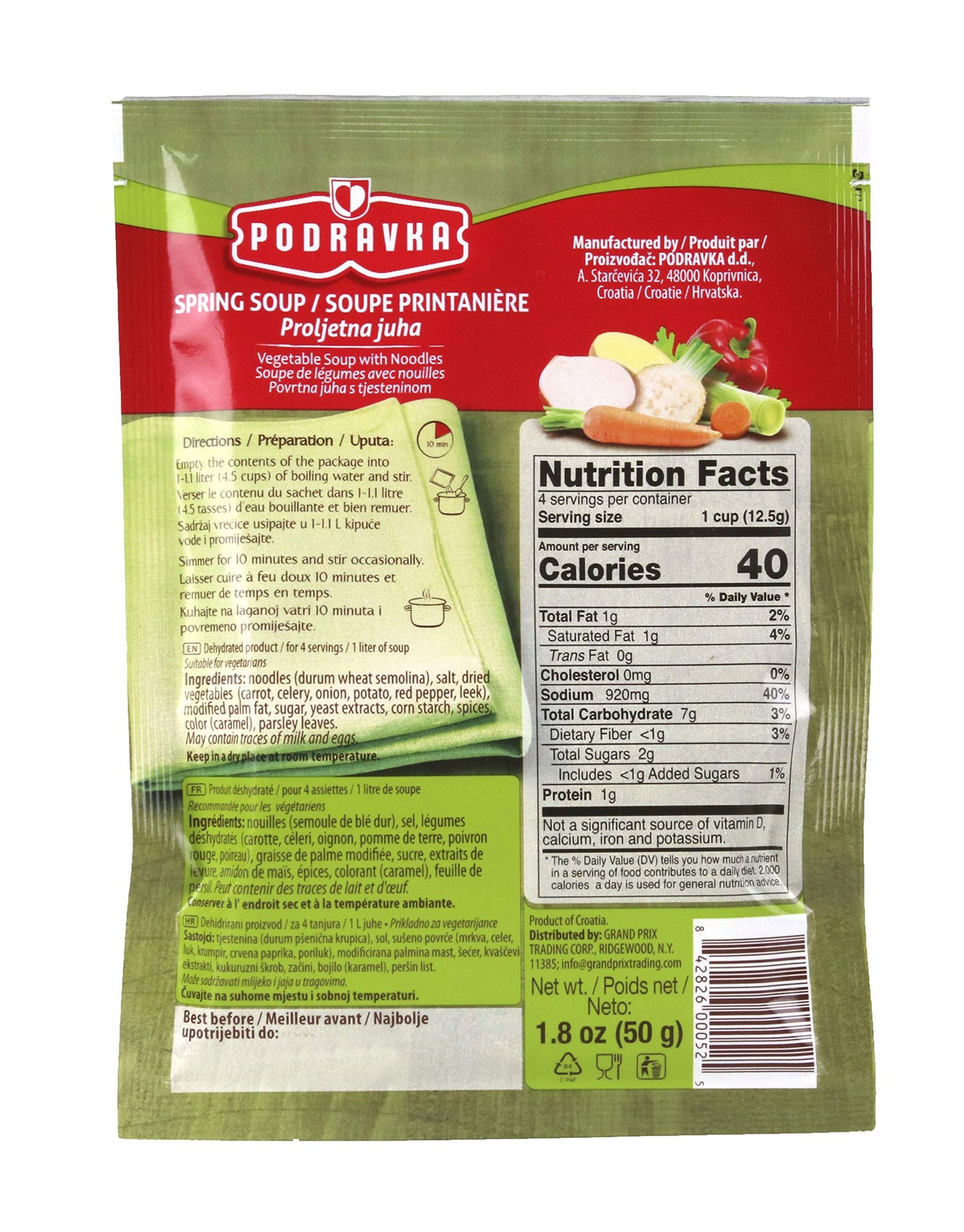 Podravka Proljetna Soup - 1.8oz Sachets x 18 Pack (Croatia)