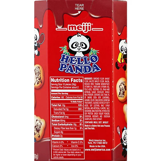meiji Hello Panda Cookies Filled With Chocolate Creme, 2.1 oz (Japan)
