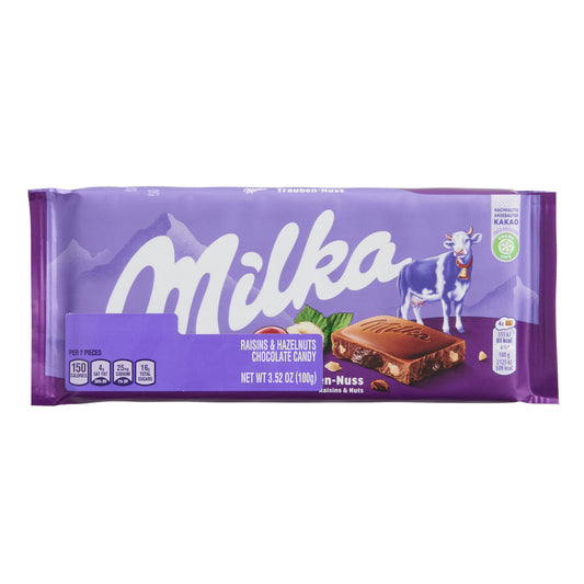 Milka Raisin & Nuts Chocolate Bar - 3.5oz Bars x 22 pack (Germany)