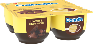 Danone Dannette pudding, Chocolate , vanilla flavored (France)