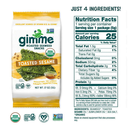 gimme Toasted Sesame Seaweed Snacks, .35oz (Korea)