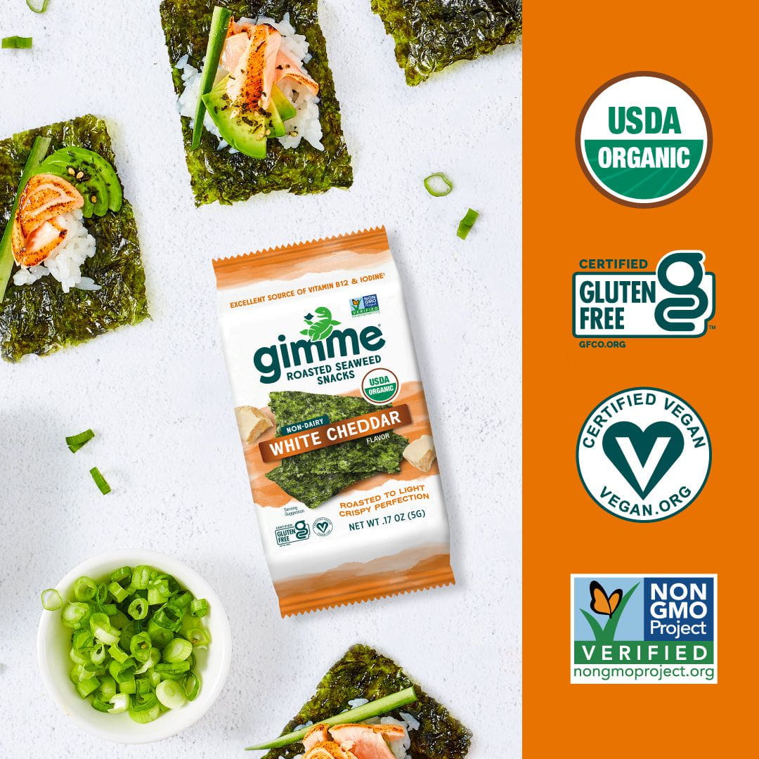gimme Organic Roasted Seaweed Snack White Cheddar, .35oz (Korea)
