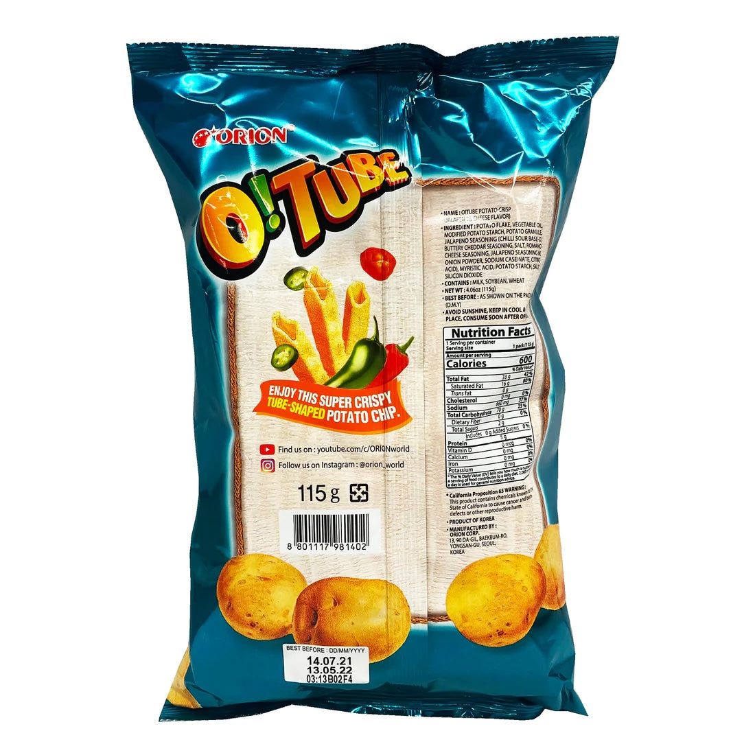 Orion O! Tube, Jalapeno and Cheese (Korea)