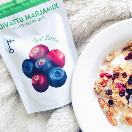 International snack box featuring dried berries