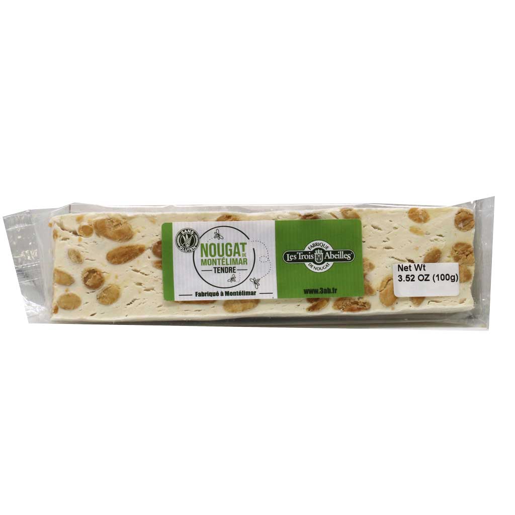 Trois Abeilles Soft Nougat Bar, Almond flavored (France)