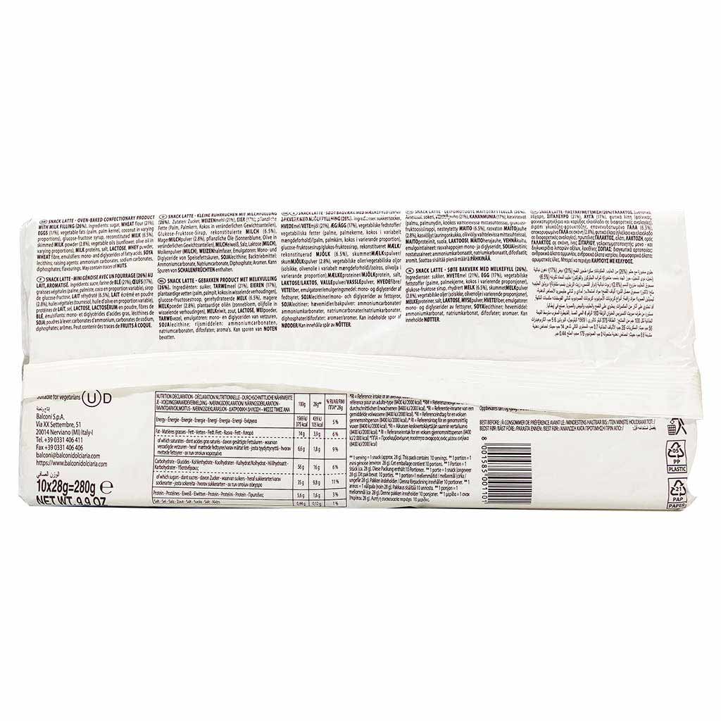 Balconi Snack Sponge Cake w/Milk - 9.9oz Cake x 15 Pack (Italy)