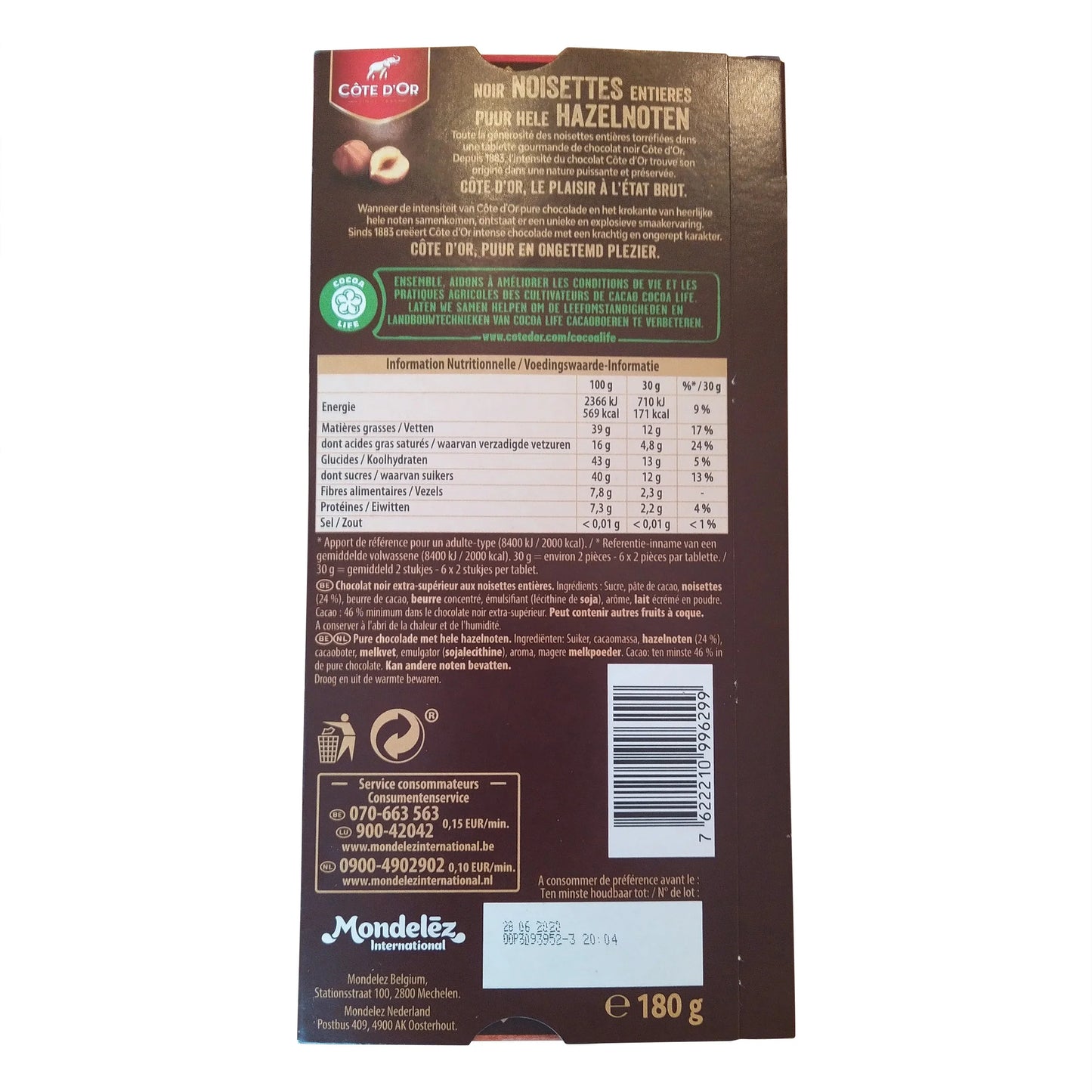 Cote D'or Chocolate, Hazelnut, Milki Chocolate (France)