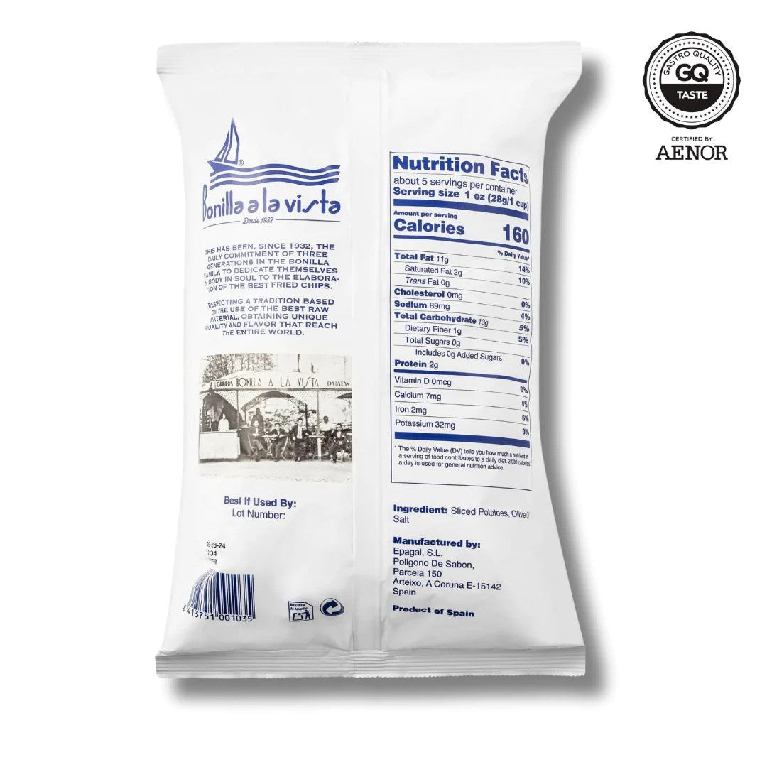 Bonilla A La Vista Potato Chips, Olive Oil (Spain)