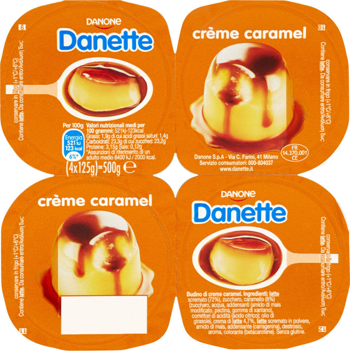 Danone Dannette pudding, crème caramel flavored (France)