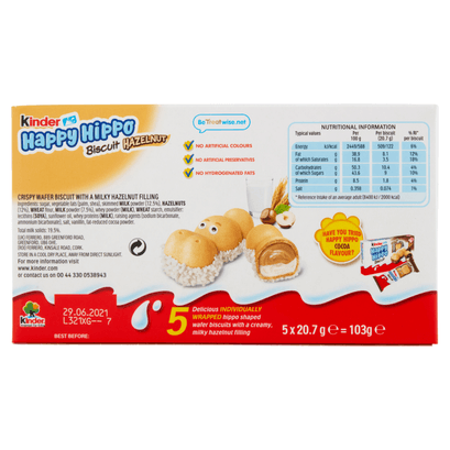 Ferrero Kinder Happy Hippo Hazelnut Sponge Cakes - 3.7oz Boxes x 10 Pack (Germany)