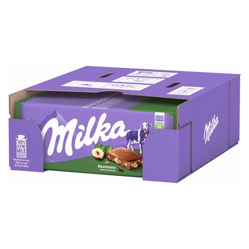 Milka Hazelnut Chocolate Bar - 3.5oz Bars x 22 pack (Germany)