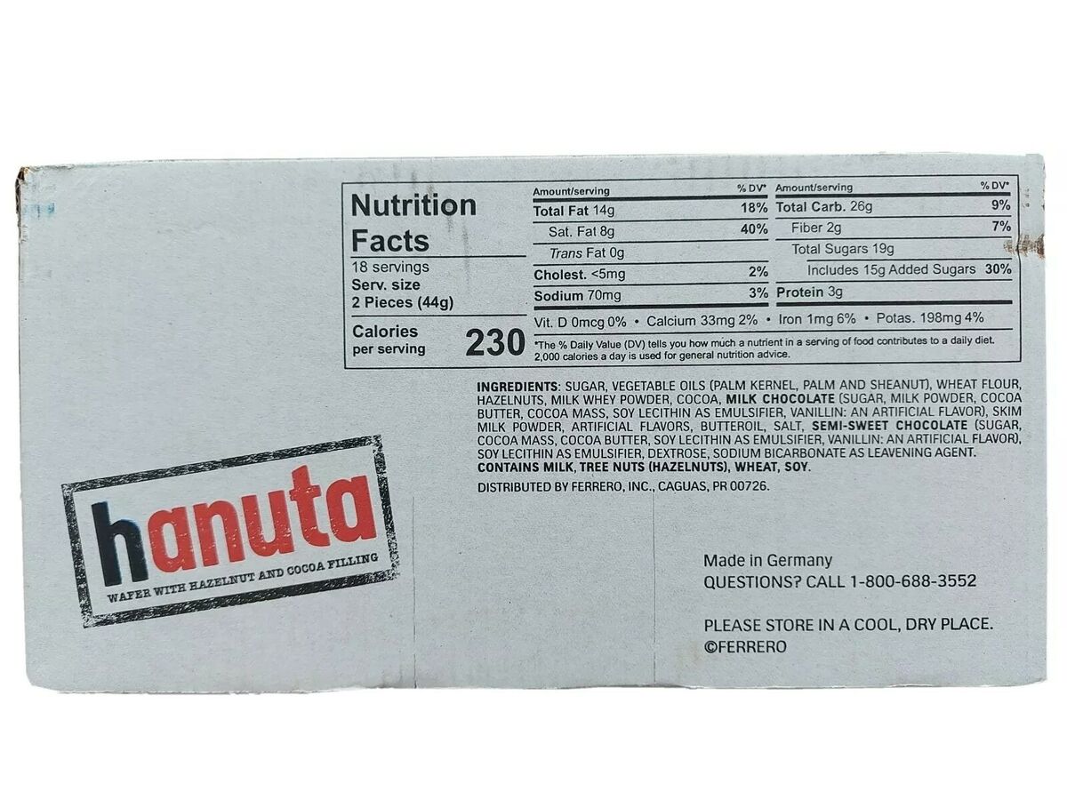 Ferrero Hanuta Wafers - 1.5oz Wafers x 18 Pack (Germany)