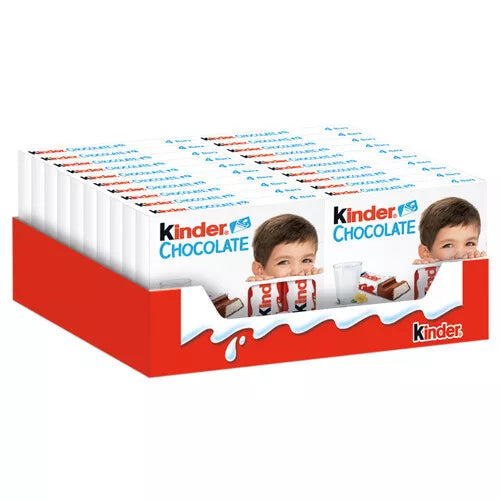 Ferrero Kinder Chocolate Bars 4pc, 1.8oz Bars x 20 pack (Germany)
