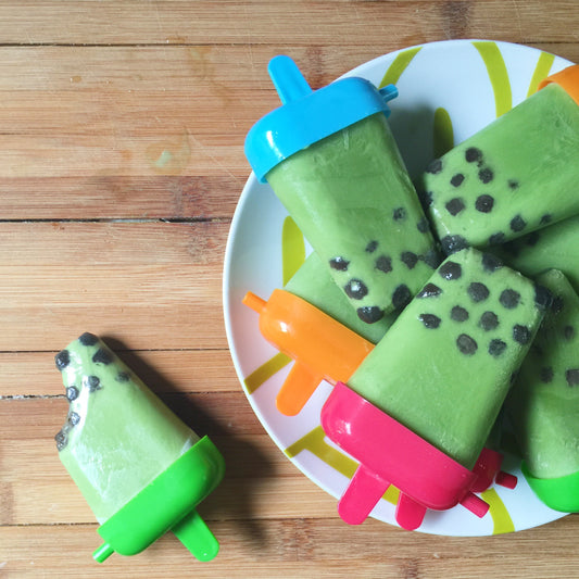 Blueberry Matcha Bubble Tea Pops