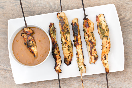 Thai Chicken Skewers with Peanut Dipping Sauce