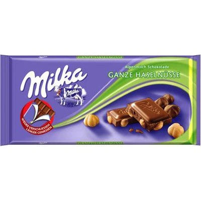 Milka Whole Nuts Chocolate Bar, 100g (Germany)