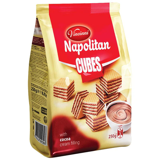 Vincinni Napolitan Cubes Cocoa Cream - 8.8oz bags x 12 pack (Macedonia)