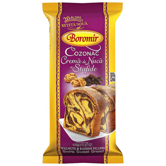 Boromir Cozonac w/Walnuts & Raisin Swirl - 15.87 oz Package x 9 Pack (Romania)
