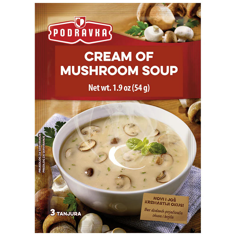 Podravka Cream of Mushroom Soup - 1.9oz Sachets x 18 pack (Croatia)