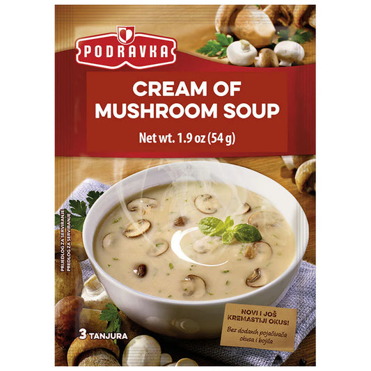 Podravka Cream of Mushroom Soup - 1.9oz Sachets x 18 pack (Croatia)