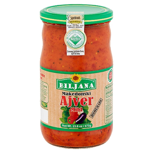 Biljan Ajvar Mild - 23.6oz Jars x 12 pack (North Macedonia)