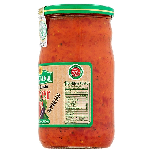 Biljan Ajvar Mild - 23.6oz Jars x 12 pack (North Macedonia)