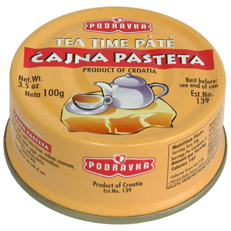 Podravka Tea Time Pork Pate - 3.5oz Tins x 60 pack (Croatia)