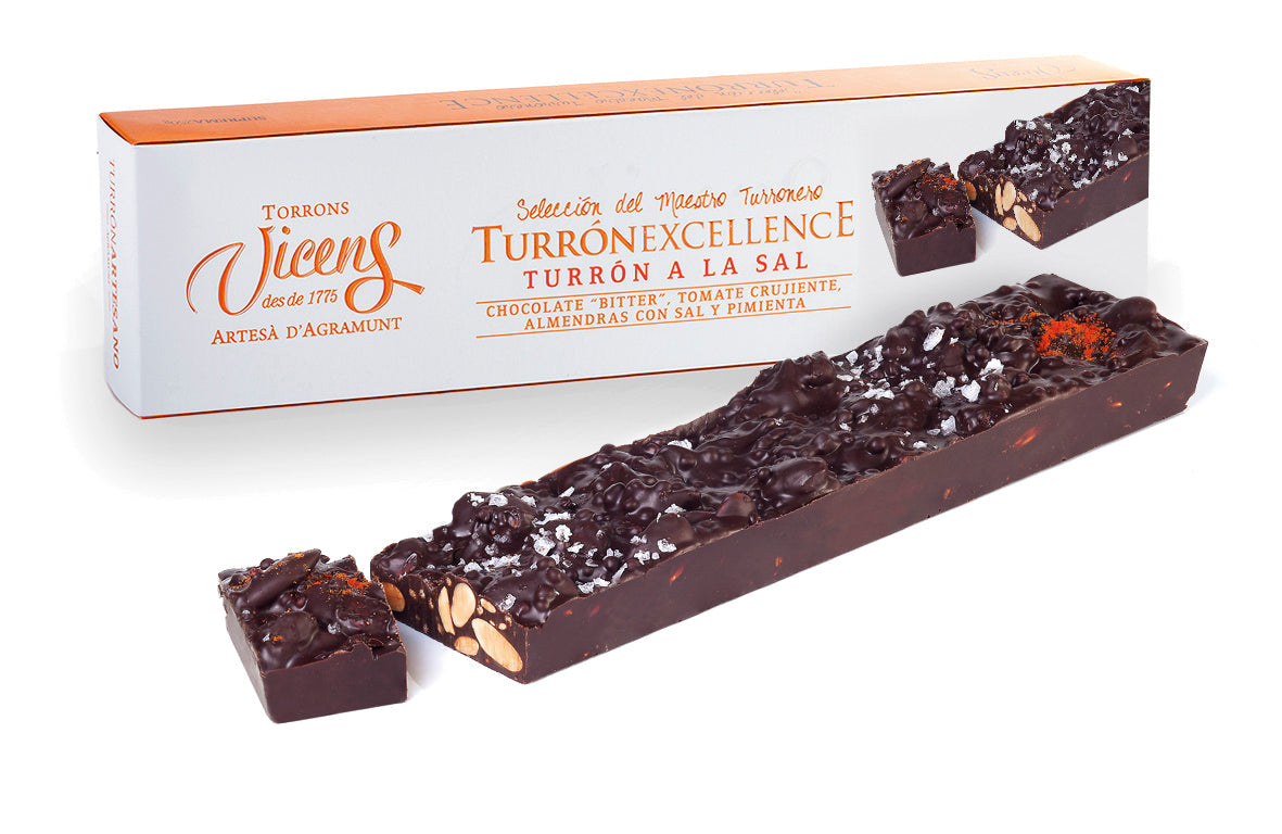 Vicens Dark Chocolate and Almond Turrón, Sea Salt (Spain)