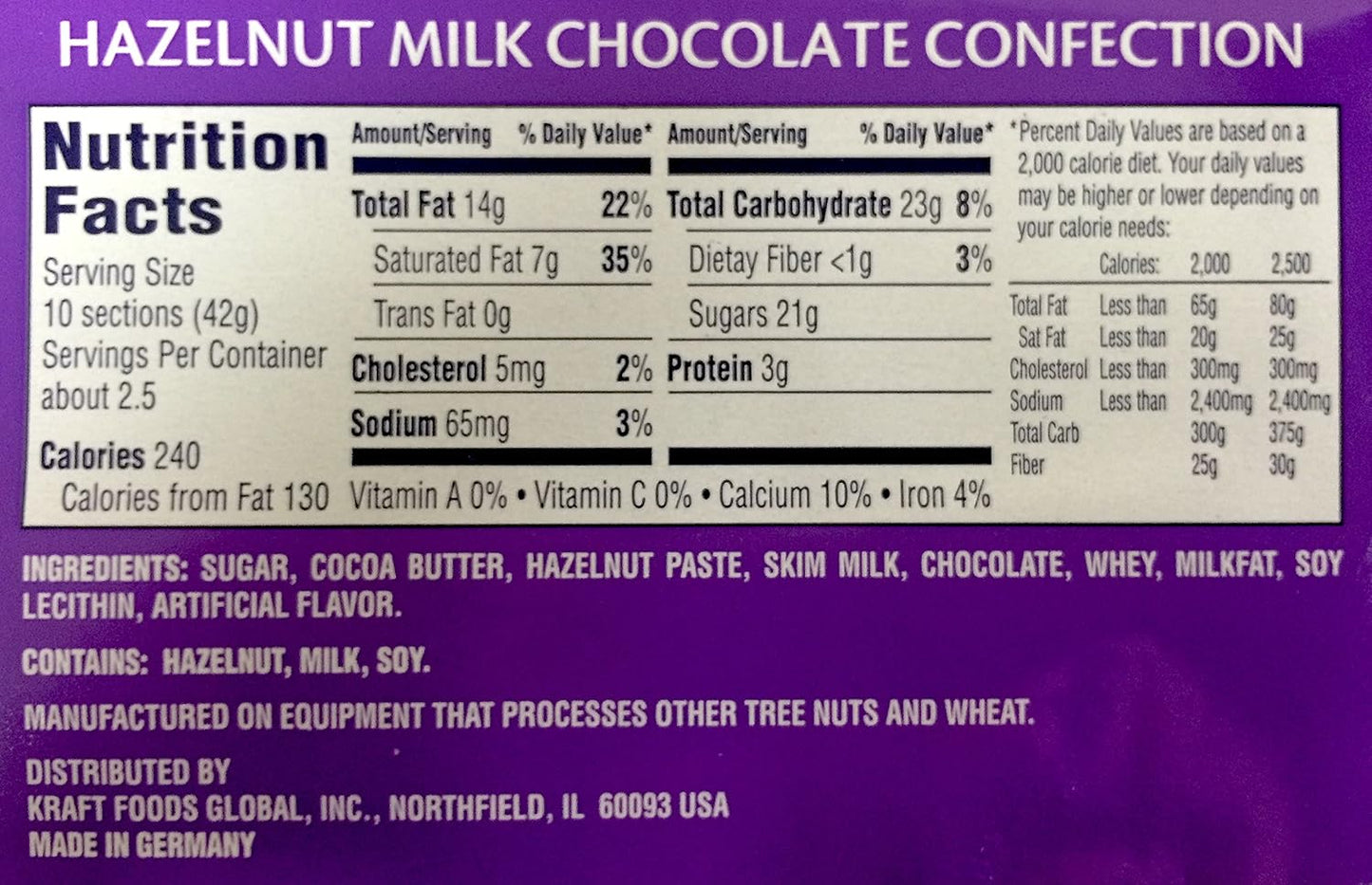 Milka Noisette Chocolate Bar - 3.5oz Bars x 23 pack (Germany)