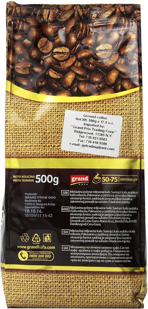 Grand Gold Ground Coffee - 1lb 2oz Bags x 6 Pack (Serbia)