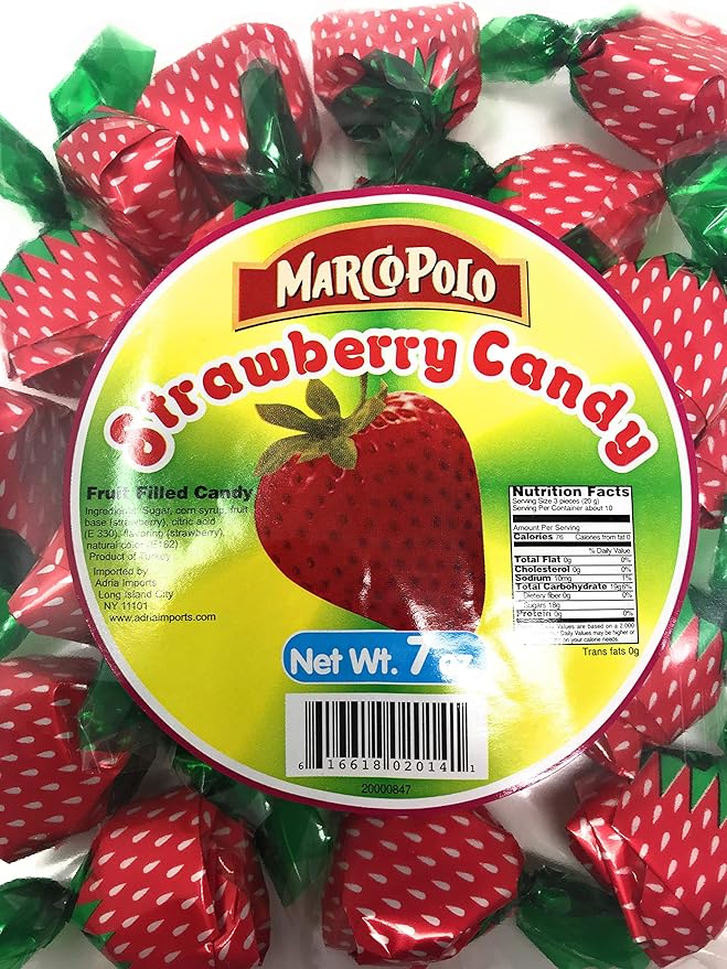 Marco Polo Strawberry Candy - 7oz Bags x 24 pack (Turkey)