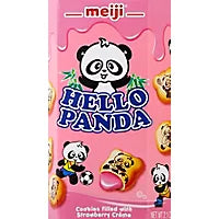 meiji Hello Panda Cookies Filled With Strawberry Creme, 2.1 oz (Japan)